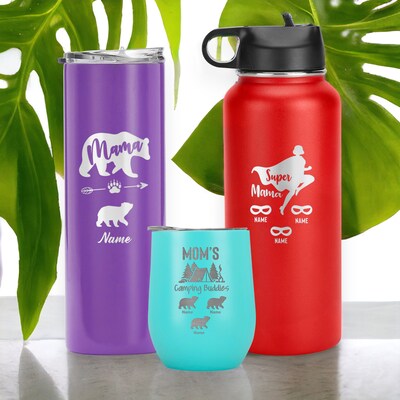 Mom Tumbler with Kids Name, Mama Bear Travel Cup, Mama Shark Custom Mug, Mama Gifts For Her, Women, Mom, Wife, Mama, Mother's Day, Birthday - image1